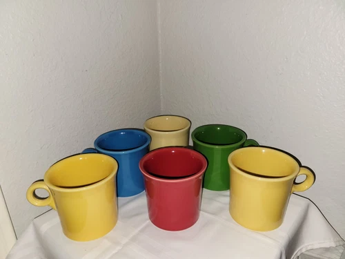FiestaWare Homer Laughlin O Ring Handle Coffee Mugs Tom & Jerry  HLC Set Of 6