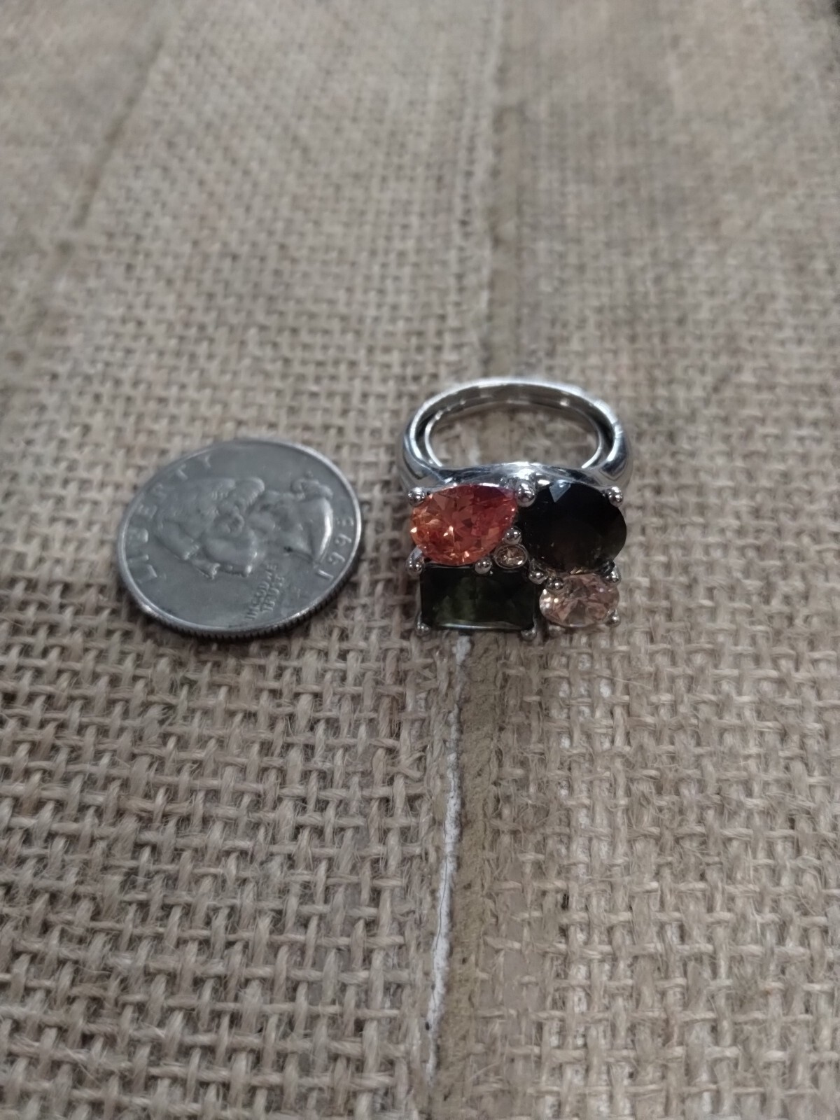 Silvertone Ring With Different Colored Gemstones … - image 2