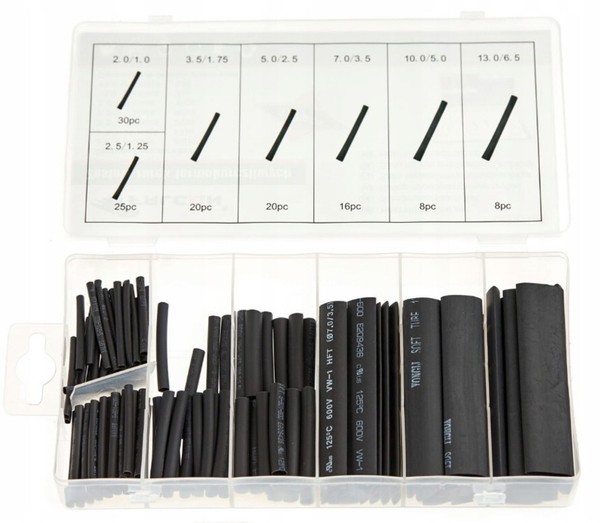 SchrumpfschläUche Set 127-Tg Schrumpfschlauch Sortiment Isolierschlauch Schwarz-image