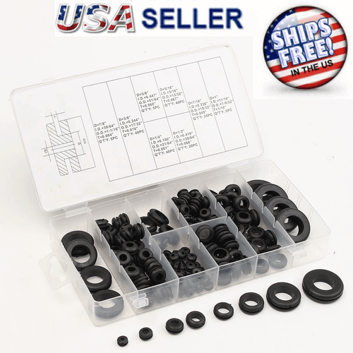 180 pc Rubber Grommet Assortment Kit Set Firewall Hole Electrical Wiring Gasket - Picture 8 of 12