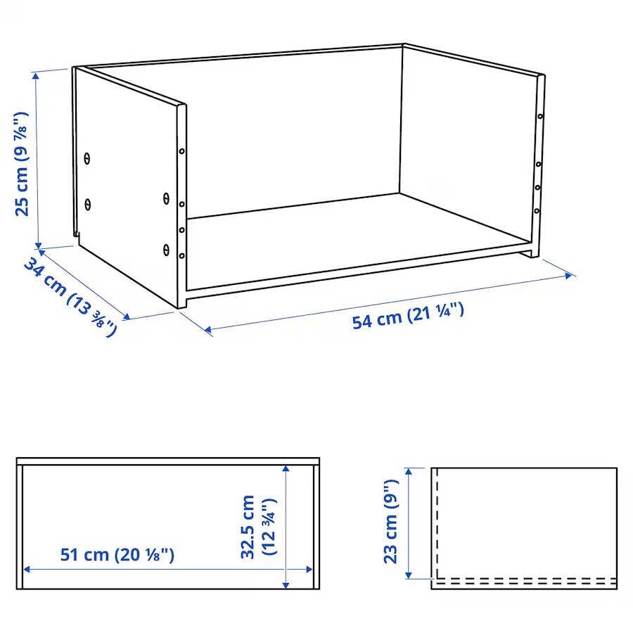 Ikea BESTA Drawer frame, grey stained walnut effect, 21 1/4x13 3