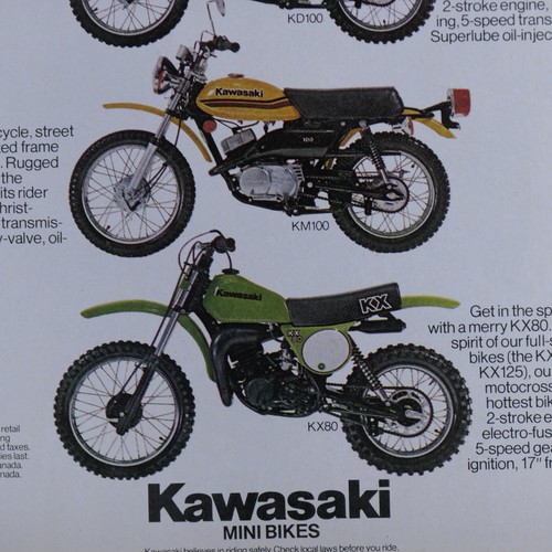 Kawasaki Mini Bikes VTG Christmas 78 Remember The Little Ones Original Print Ad - Picture 2 of 7