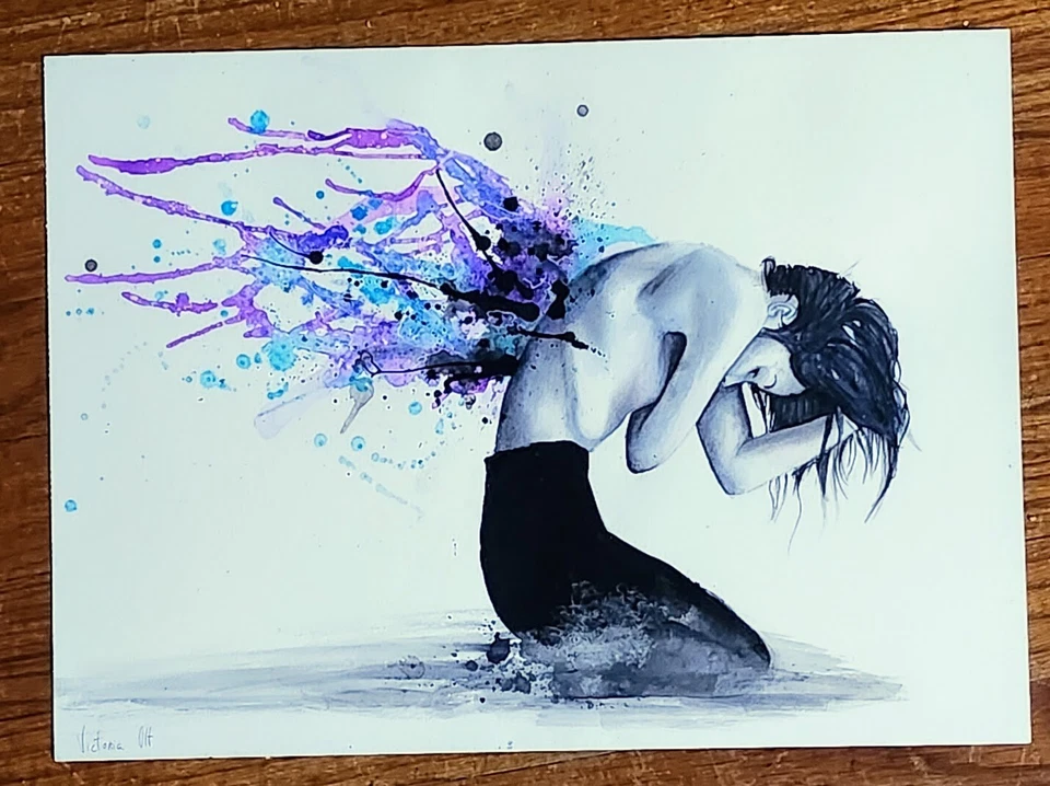 FALLEN BY VICTORIA OLT. ORIGNIAL PAINTING. Signed, OOAK, 16"x11.5" - Image 2 of 4