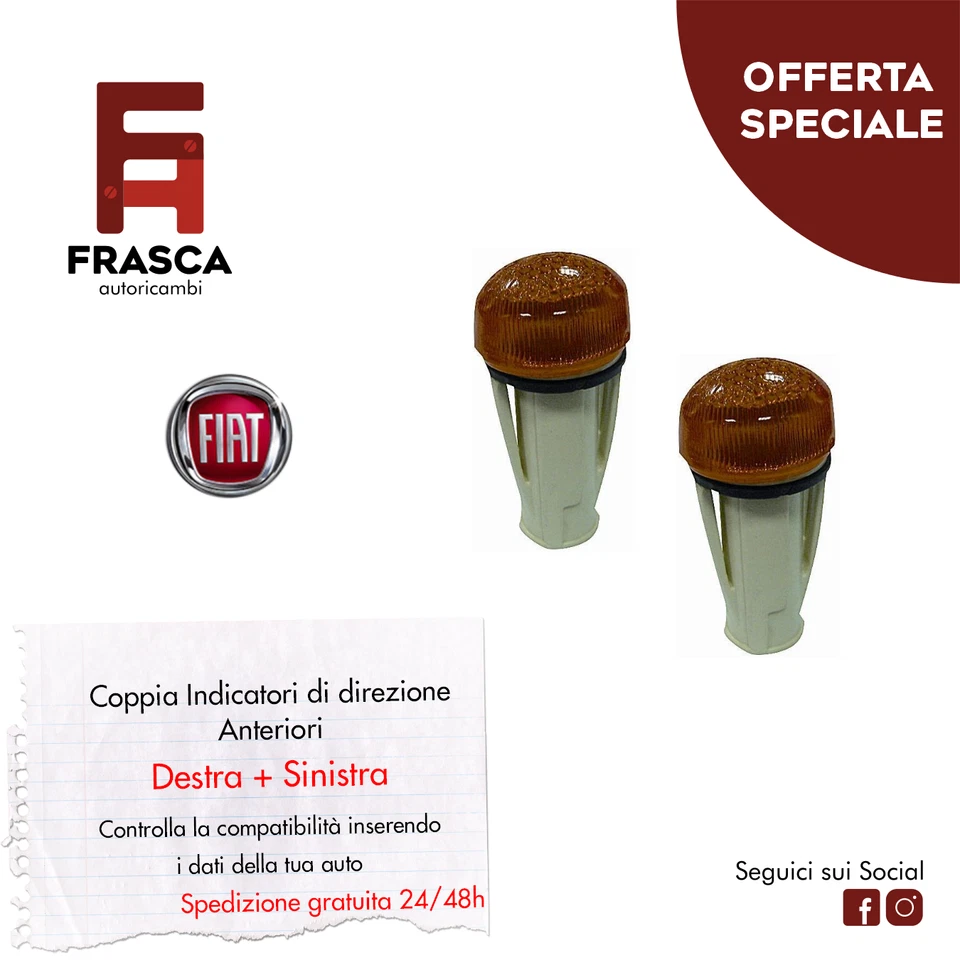 Coppia Freccia Fanale Fanalino Laterale Indicatore Direzione Panda 141 1000 4x4