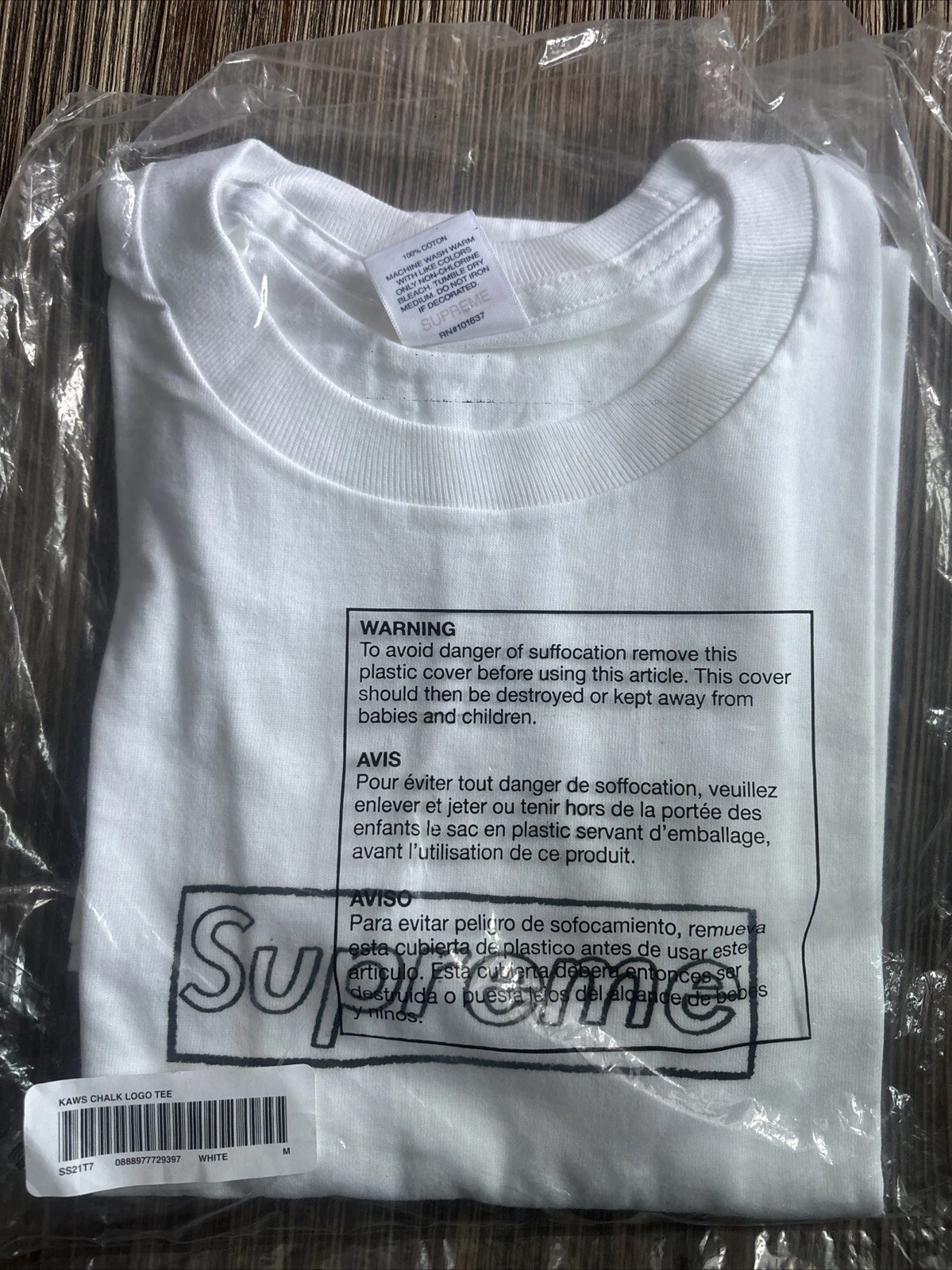 T shirt Supreme KAWS Chalk Box Logo Blanc Moyen 100% Authentique Neuf DS
