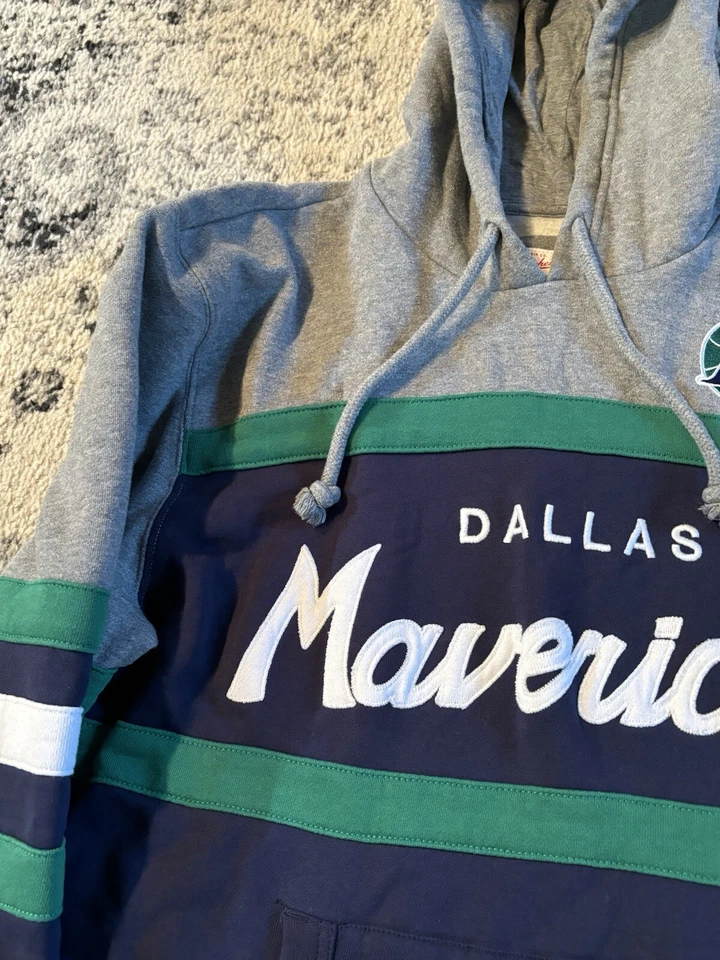 Mitchell & Ness Men’s XL Dallas Mavericks Stitched Headcoach Hoody Gray/Blue - Image 3 of 4