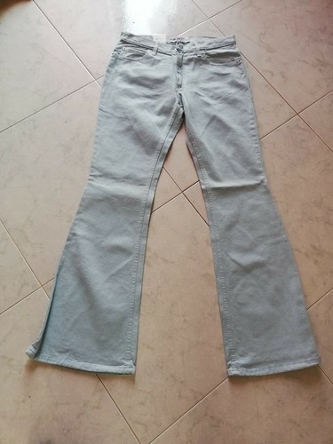 Jeans donna denim lavaggio chiaro a zampa rigidi vita bassa Big Brand | eBay