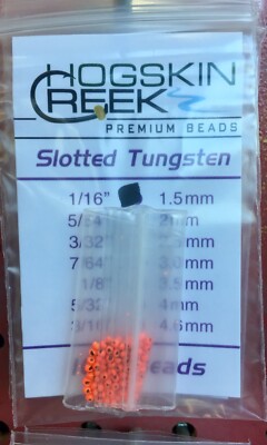 SLOTTED Tungsten Beads 100 Ct.Fl Orange All Sizes 1/16 to 3/16 100 Count