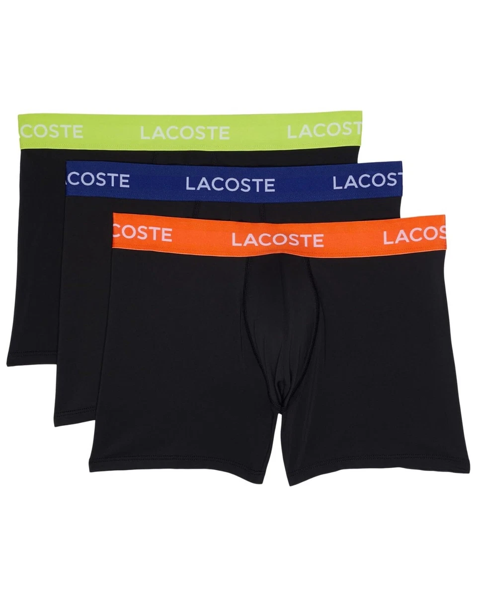 Lacoste L71208 Mens Black 3 Pack Motion Microfiber Trunks Size