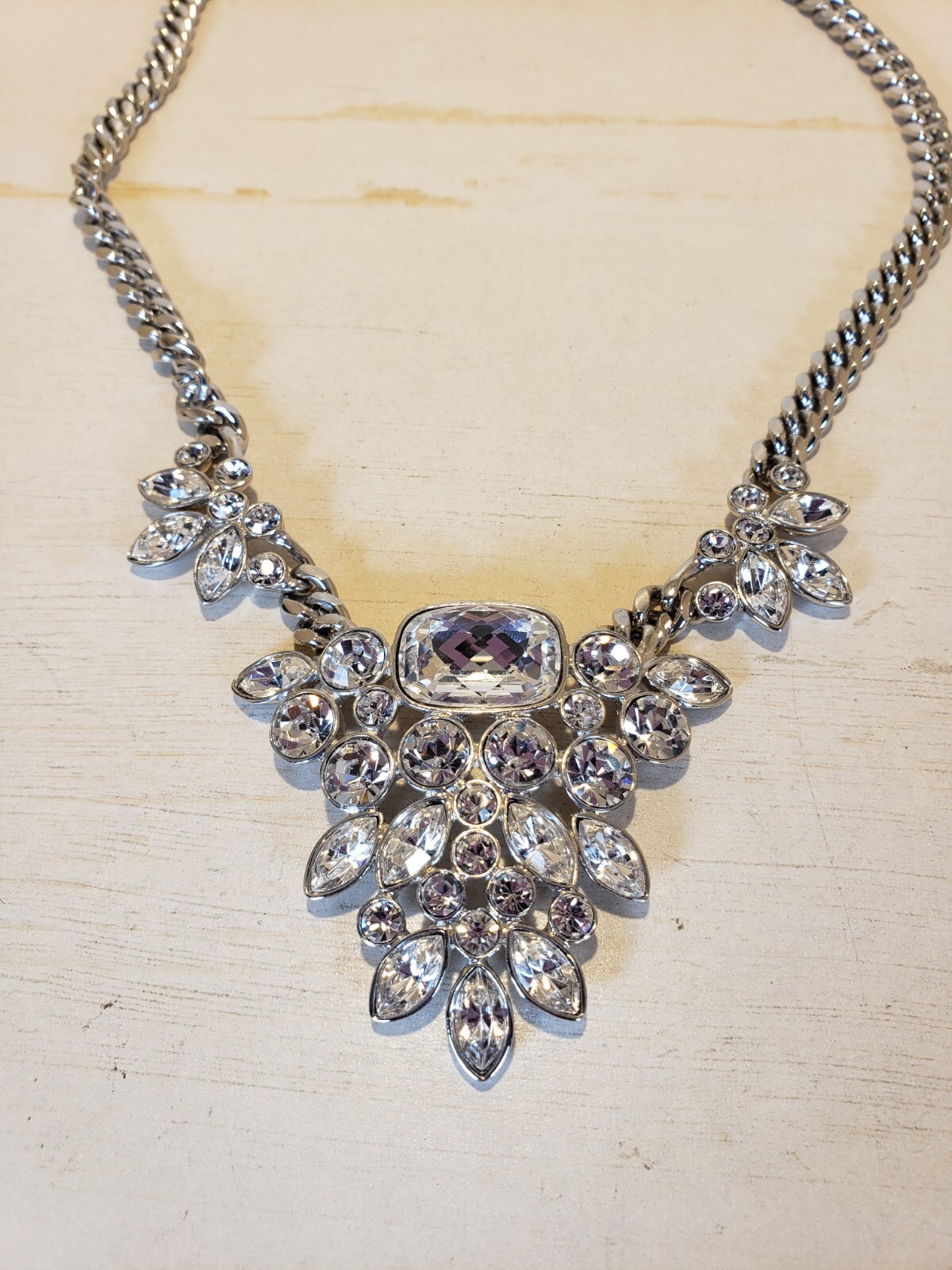 Givenchy Silver Tone Crystal Statement Necklace H… - image 10