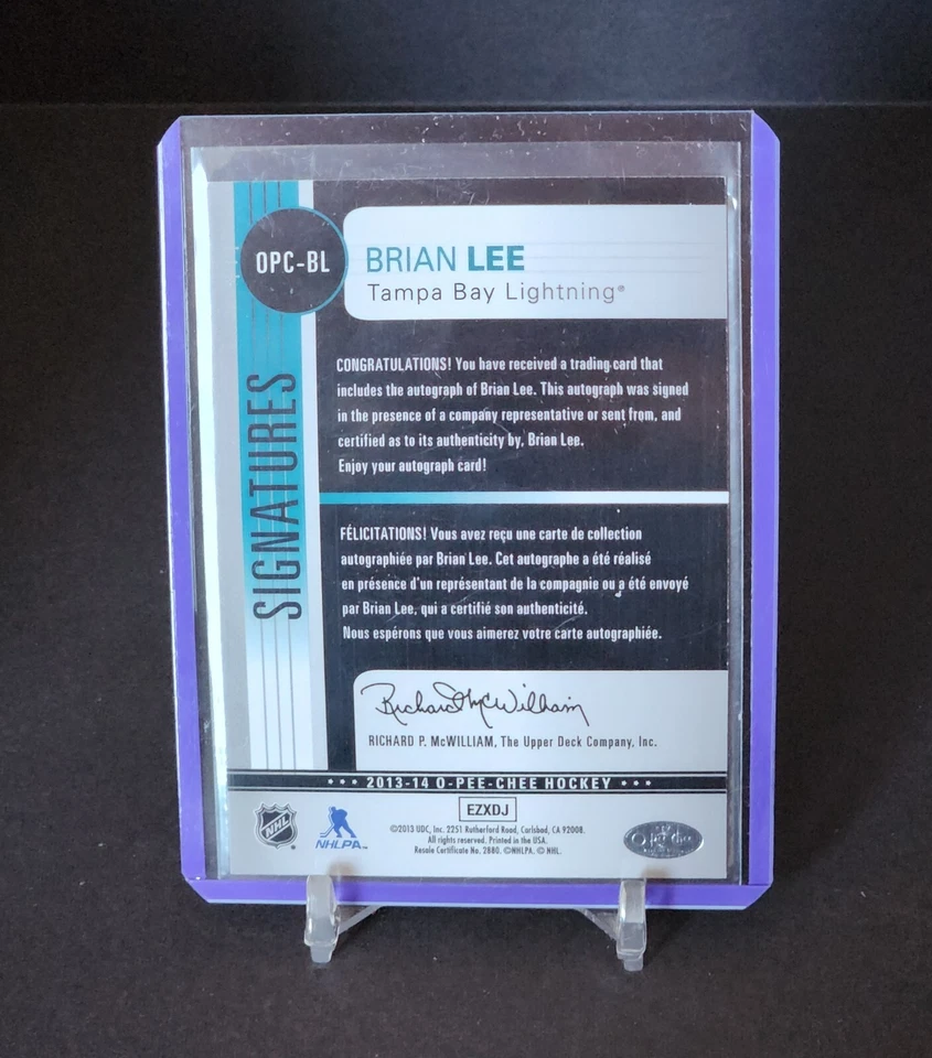 2013-14 O-PEE-CHEE BRIAN LEE AUTO OPC-BL OPC SIGNATURES Autograph Lightning - Image 2 of 2