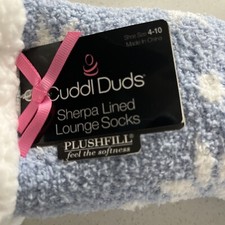 Cuddl Duds Sherpa Lined Lounge Socks Womens Size 4-10 Grip Bottom Slippers New
