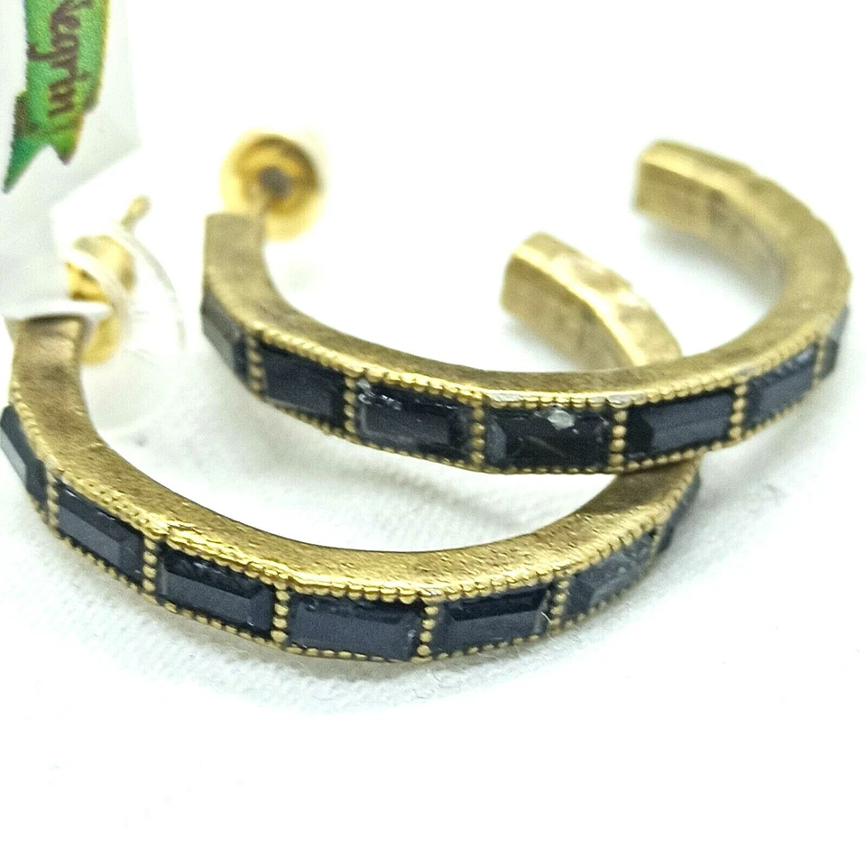 Pendientes de aro Michal Negrin gota negra con cristales de Swarovski firmados regalo nuevos con etiquetas Foto 2 de 4