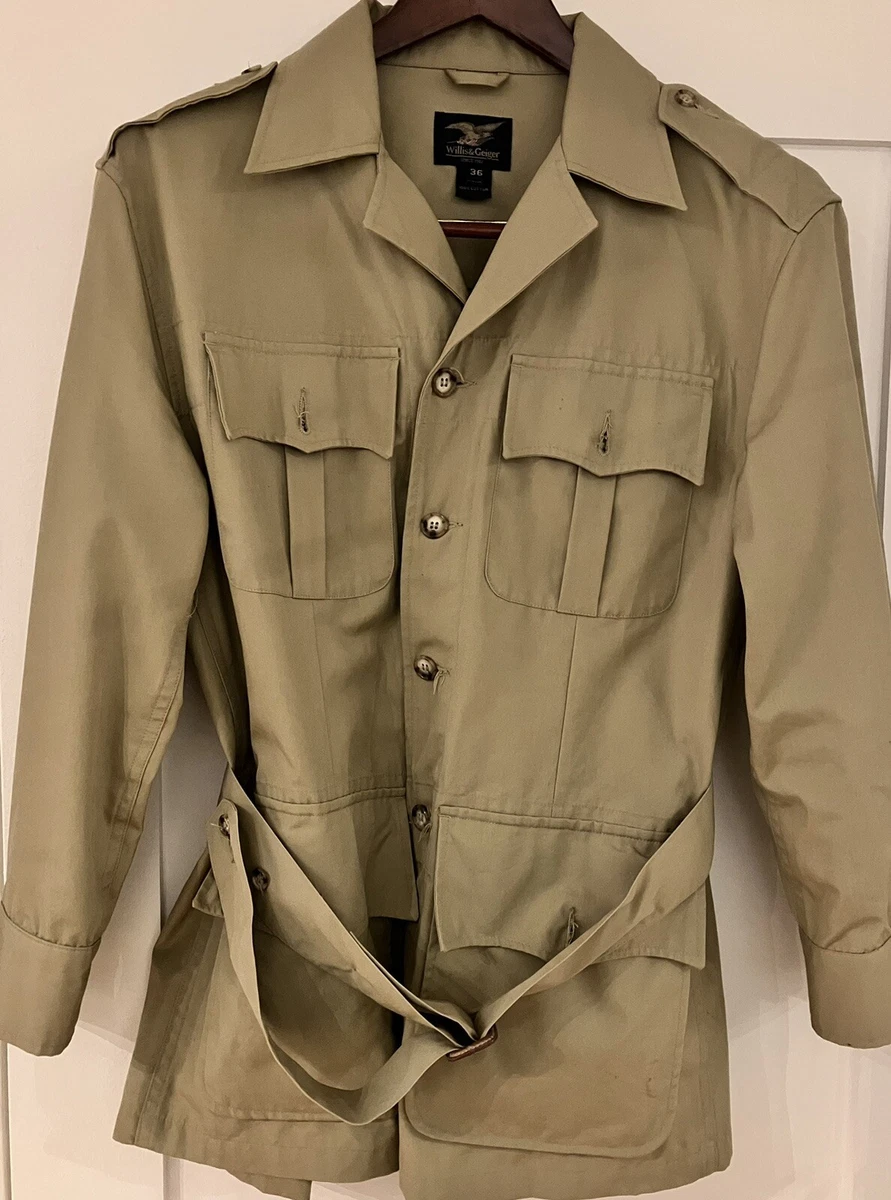 Willis And Geiger Bush Poplin. Cotton & Belt. Safari Jacket Size 36. See Meas.