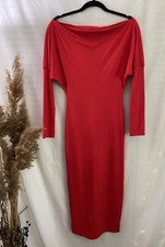 Sexy Curve-Hugging Red Off-the-Shoulder Sleeve Dress - Size Small