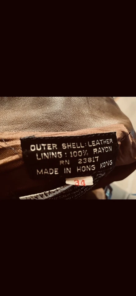 Pantalones de cuero marrón vintage años 70’s para hombre (cierre de gancho y barra) Foto 4 de 4