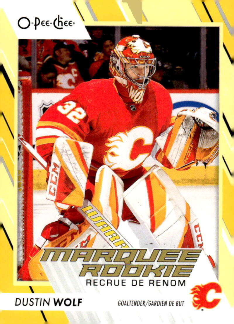 2023-24 O-Pee-Chee Yellow Border #574 Dustin Wolf Calgary Flames Rookie