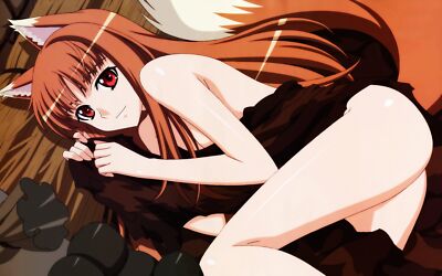 Anime spice and wolf holo girls  animal ears red eyes Playmat Gaming Mat Desk