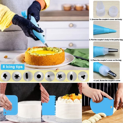 153pcs Cake Baking Pan Set Decorating Supplies Kit Stainless Steel 4/6/8/9.5 Inc - Picture 4 of 6