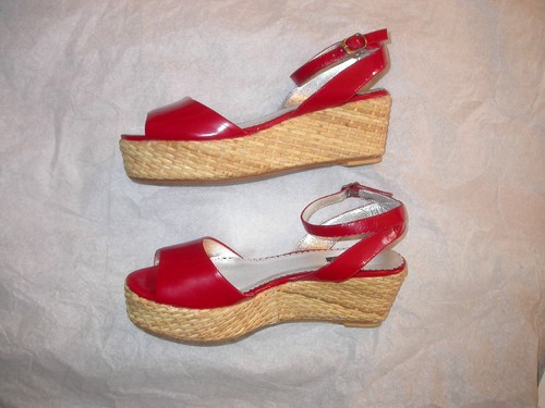 Rafe NY Elisha Red Platform Espadrille Sandals 9 - Picture 4 of 6