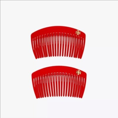 BN TORY BURCH HAIR COMB SET OF 2 Red WITH TORY LOGO