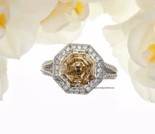 Fancy Deep Brownish Yellow Octagonal-Cut 4.03CT Citrine With White CZ Halo Ring