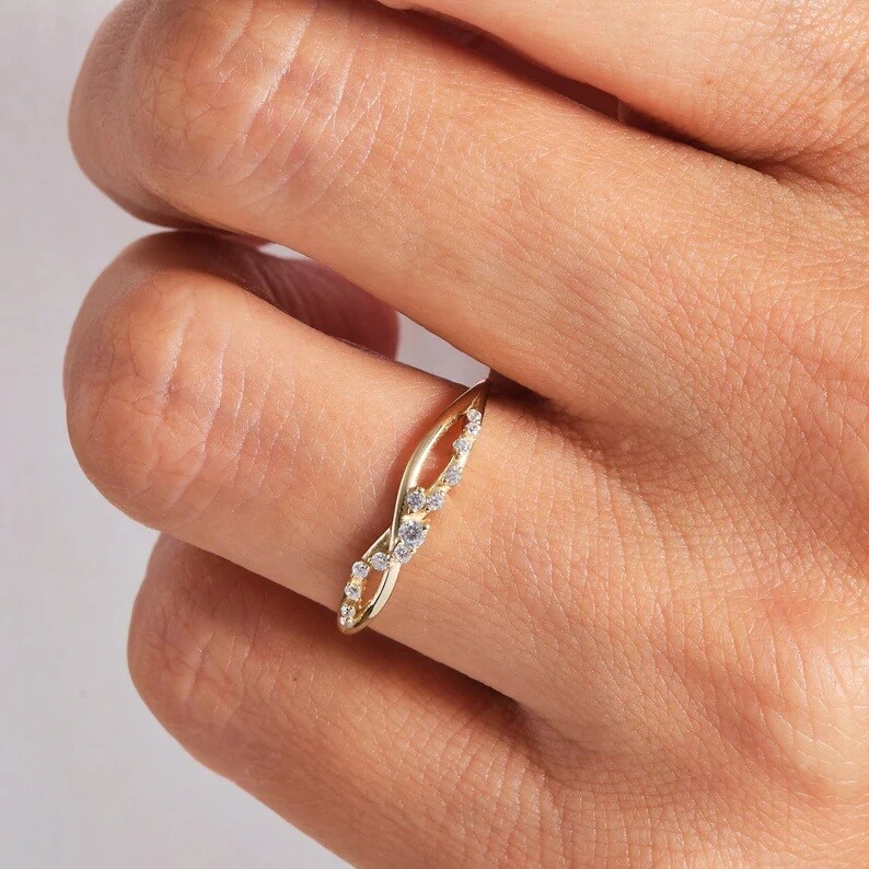 Infinity Cluster Round Cut Moissanite Engagement … - image 2