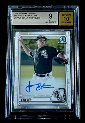 JONATHAN STIEVER ROOKIE 2020 Bowman Chrome Prospect Autograph 10 BGS 9 White Sox