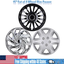 15" Set of 4 Wheel Covers Snap On Hubcaps Full Hub Caps fit R15 Tire & Steel Rim