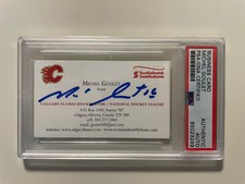 MICHEL GOULET autograph NORDIQUES Blackhawks Hockey HOF business card PSA/DNA