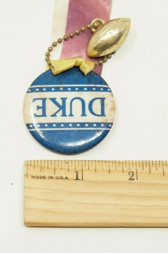 lot of 6 vtg 1940s/50s DUKE BLUE DEVILS football pin back buttons ribbons charms - Picture 12 of 12