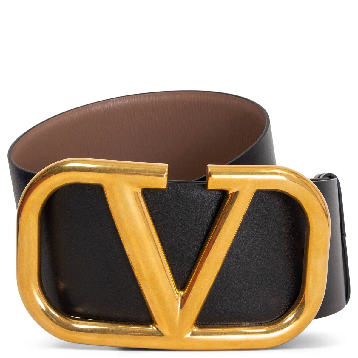 Valentino Garavani Reversible Leather Waist Belt In Black