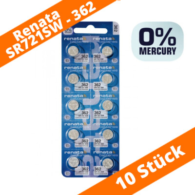 10 x Renata 362 SR721SW SR58 AG11 LR721 V362 Uhrenbatterie Knopfzelle Swiss