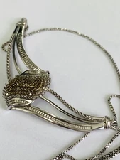 STERLING SILVER NECKLET WITH WHITE AND YELLOW DIAMONDS 925 TGGC