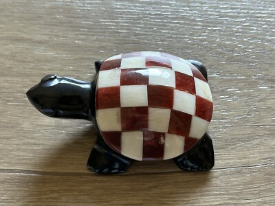 Tulum Mexico Tortoise Turtle Stone Inlay Figurine Travel Souvenir