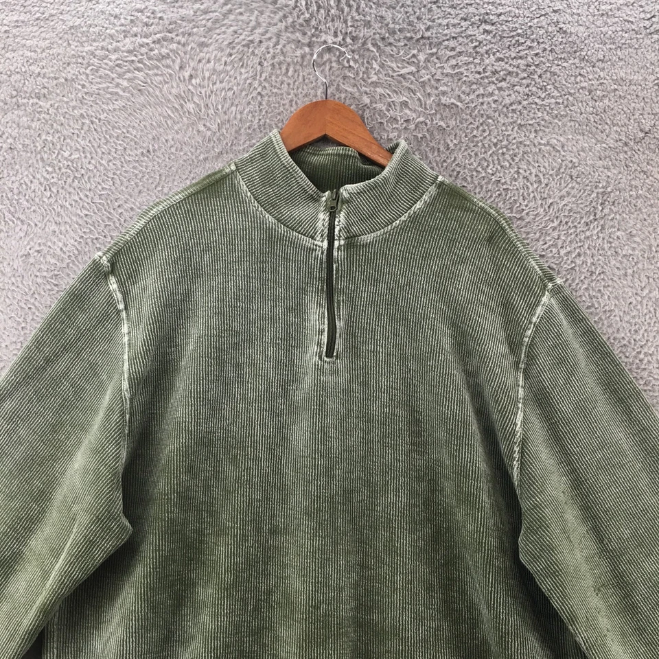 F/X Fusion Quarter 拉链毛衣男式 XL 高绿色天鹅绒棉长袖 — 第 2/4 张图片