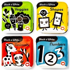 Floating Baby Bath Books - High Contrast Black  White Waterproof Set 4