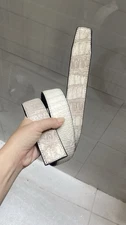 W 1.5" White Genuine Croc Belly Leather Skin Men's Belt