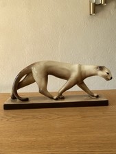 Statue Panthère Art Déco En Faience De Sainte Radegonde