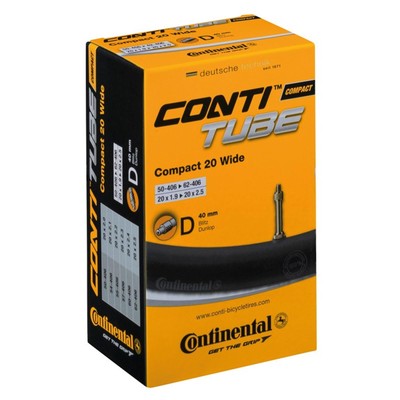 Continental Fahrrad Schlauch Compact 20 Wide 20x1.90-2.50'' Schwarz Dunlopventil