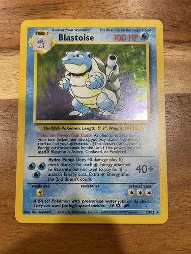 New ListingBlastoise Base Set Holo Rare 2/102 Wizards of the Coast 100 HP English