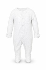 F&F Baby Babygrow One-Piece Size 0-3 Months White Polka Dot Long Sleeve
