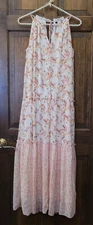 NWT DREW Naomi Pink Floral Chiffon Maxi Dress Summer Pool Party Size Women's XS