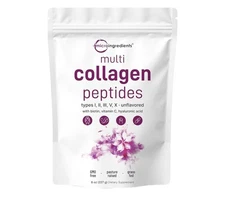 Multi Collagen Peptides 8oz Microingredients Unflavored Biotin, Vit C Hyaluronic