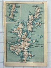 SHETLAND ISLES - 1949 Vintage County Map Scotland Unst Yell Papa Stour
