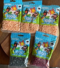 Perler Beads Lot 3 Packs 1000 Each Iron On Fuse 3x SAND, CHARCOAL, CRANAPPLE New