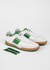 PAUL SMITH PS DOVER LEATHER LOW TOP TRAINERS WHITE/GREEN UK 10 RRP £195 BNIB