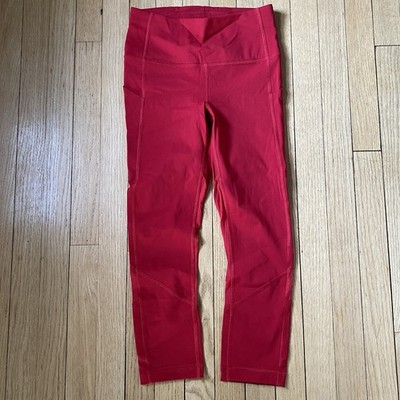 Lululemon Capri Leggings Womens 4 Solid Red Athletic Fitness Yoga Designer 22 