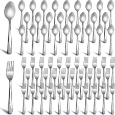 200 Pcs Stainless Steel Forks & Spoons Set, 100 Forks & 100 Spoons, Mirror Polis