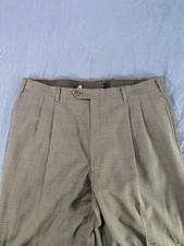 Vintage Jos A Bank Mens 40x30 Houndstooth Cuffed Pleated Trousers Made in USA
